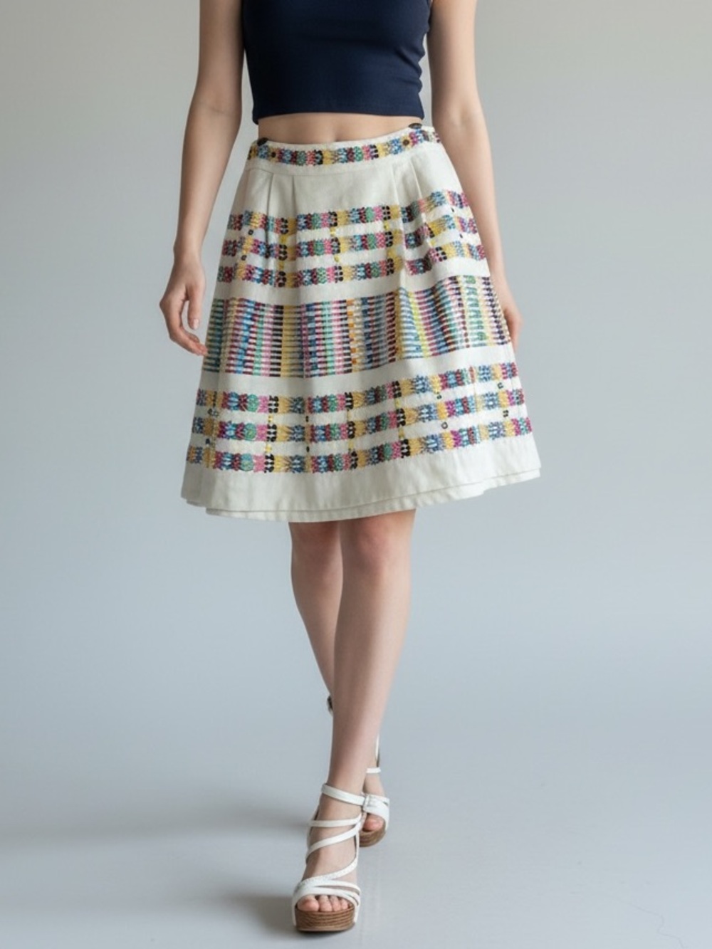 Anthropologie Akemi + Kin Beaded Rainbow A-Line Skirt Size 10